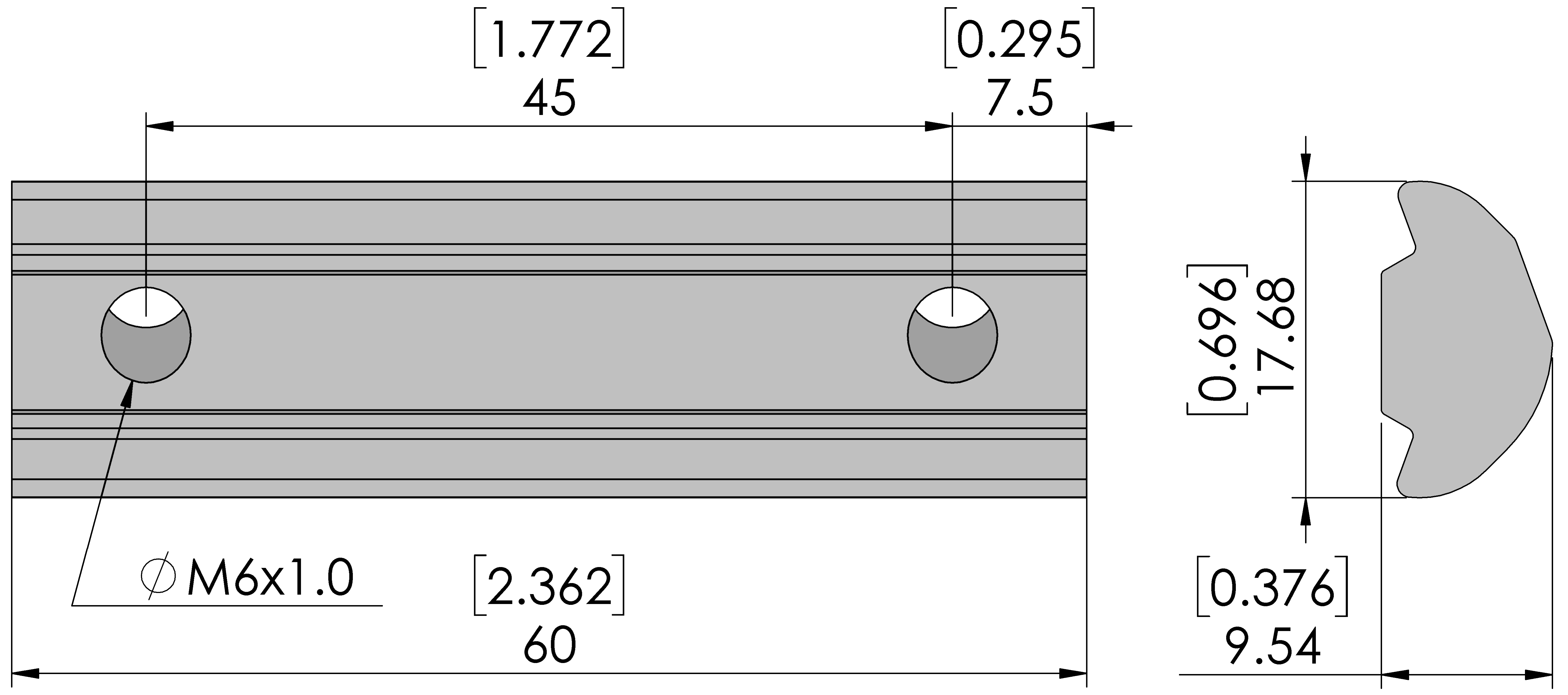 M6x1.0 60mm Bright Zinc 2Hole Angle Nut (10 PK)